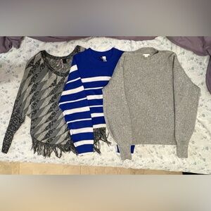 3 Sweater Bundle 2 Grays And 1 Blue
